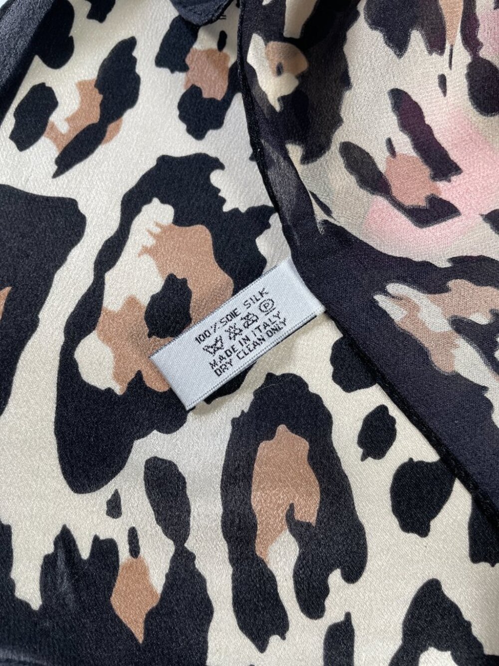 Vintage Christian Dior Silk Chiffon Scarf Leopard Pink Logo 66" x 24" - Picture 4 of 16